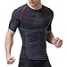 Produktbild E Support Herren Slim Tight Schnell trocknend Strumpfhosen Body Shaper Short Sleeve T-Shirts, Herren Jungen, schwarz/rot