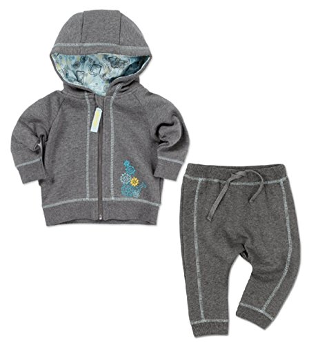Bright Bots - 6/12m Baby Boys Fleece Hoodie & Joggers Set - Grey