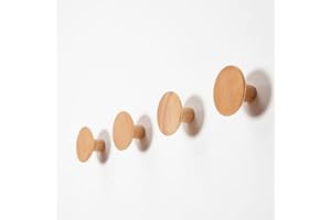 RTY-BY Lot de 4 crochets ronds en bois pour accrocher vêtements, chapeaux, écharpes et serviettes, pour mur, couloir, salon, salle de bain, décoration d'intérieur