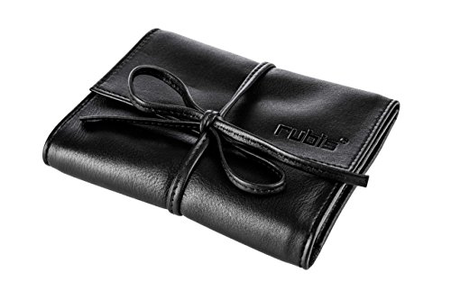 Rubis Maniküre Etui schwarz 5-teilg. Nagelset aus Leder bestückt mit Splitterpinzette, Augenbrauenpinzette, Nagelschere, Fußnagelschere und Nagelfeile. Schönes Geschenk, Made in Switzerland. - 3