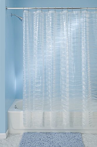 mDesign PVC-freier Duschvorhang aus PEVA – wasserabweisender Badewannenvorhang Ripples mit 12 rostfreien Metallösen – 180 x 180 cm – Frost - 2