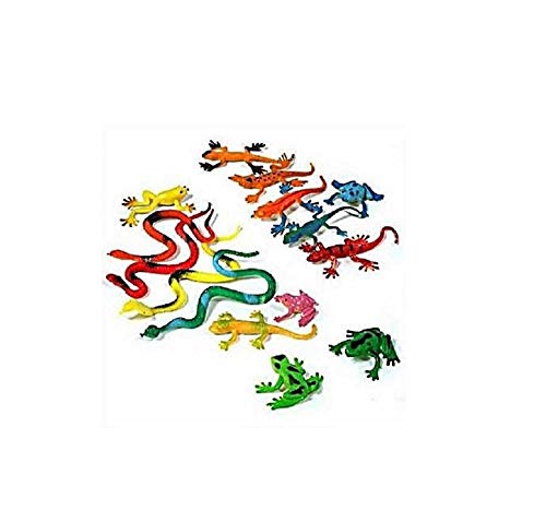 Lg-Imports 15 x Reptiles figuras de parte de animales Colección serpentinas ranas Gecko plástico