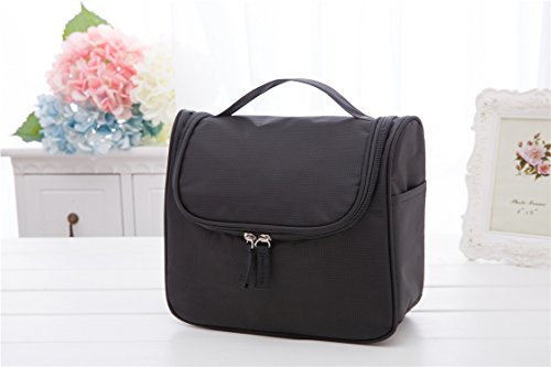 SAISZE Hanging Toiletry Bag/Travel Makeup Cosmetic Bag/Organizer for Home Gym Hotel Airplane - Black