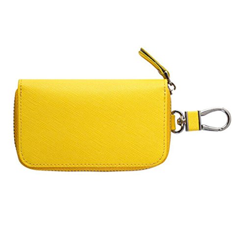 Preisvergleich Produktbild Jia Qing Leder Großraum-Multifunktionsdamen Weiche Keychain Schlüsselkasten-Handgriff-Beutel,Yel...