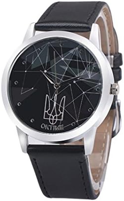 WINWINTOM Leather Band Analog Quartz Wrist Watch Black