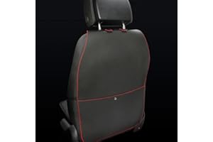 HONCENMAX Kick Mat Car Seat Back Protector Waterproof Easy to Clean Multifunctional Organizer Storage Bag Travel Accessory PU Leather [2 Pack] Black-Red