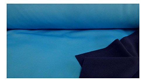Fabrics-City Neopren / Funktions-Fleece Doubleface Stoff Stoffe, 3123 (Türkis/Dklblau)