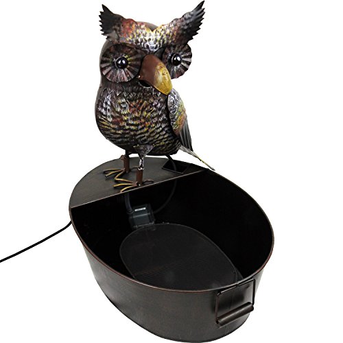 Metallbrunnen mit Eule, 51x39xH55cm, inkl. Elektropumpe, Zimmerbrunnen, Antik-Look / Metall - 2
