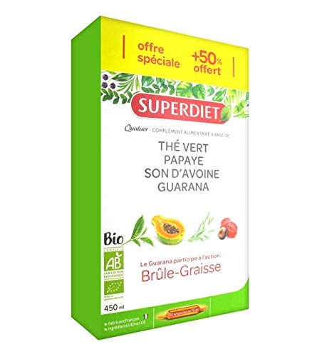 Super Diet Quatuor Guarana Brûle-Graisse Bio 20 Ampoules + 10 Ampoules Offertes