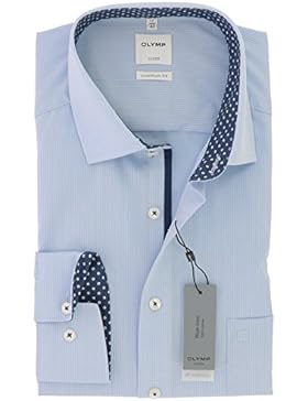 OLYMP Luxor comfort fit Hemd Langarm New Kent Kragen Muster hellblau