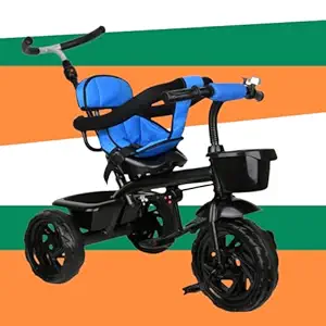 CREW4 Tricycle for Kids,Smart Plug n Play Kids Ride on with Storage Space Parent Push Handle Cushion seat and Sipper for 12 Months to 60 Months Boys/Girls/Children Cycle Tricycle (Blue)