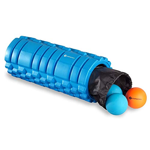 Sportastisch Top¹ Kit de massaggiatore Let's Roll con rullo massaggio muscolare, palla da massaggio, twinball e borsa | Foam roller con 3 zone e durezza media | fino a 3 anni di garanzia²