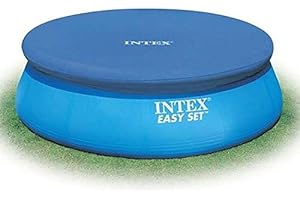 Intex Schwimmbad-Abdeckplane für Easy-Pool, Schwarz, Rund, 366 cm, mit Entlüftungslöchern, Pool Abdeckung