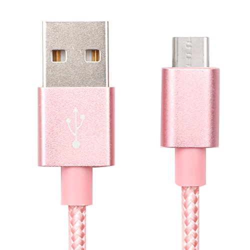 iProtect USB-C Ladekabel und Datenkabel für Geräte mit USB-C Anschluss in Nylon Flechtoptik Roségold - 2