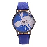 Coolster Damen & Unisex Vogue Creative Map Dial Lederband Armbanduhr Armband (blau)