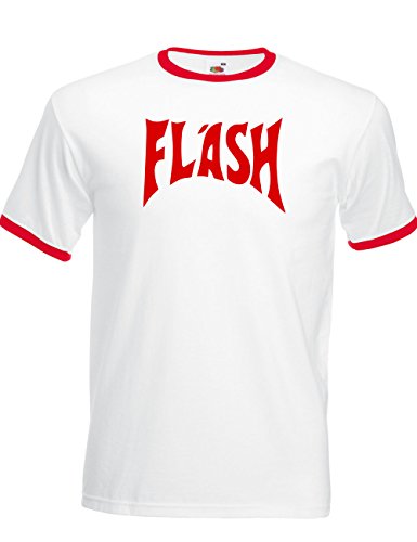 Estupenda camiseta retro para hombre de Flash Gordon, tipo años 80, camiseta de Freddie Mercury de Queen Blanco blanco Small