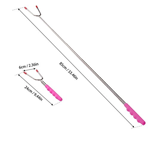 5 Stück Teleskop Grillspieße Edelstahl Set Handgriff Grillfest Ausziehbar XingYu-XY BBQ-Spieße Gabeln BBQ Hot Dog Gabel Metall-Sticks für Picknick Camping Campfire Feuerstelle Camping (24.5*6*1.5cm, Farbe) - 2