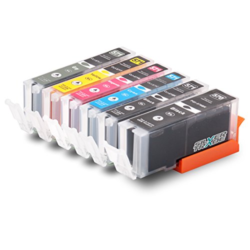 6 Druckerpatronen kompatibel zu Canon CLI-571XL cyan magenta gelb grau foto-schwarz PGI-570XL schwarz mit CHIP & Füllstandsanzeige für Canon Pixma MG7750 MG7751 MG7752 MG7753
