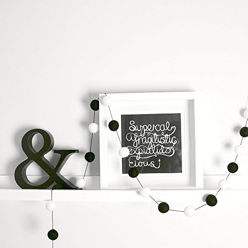 Nursery Decor Felt Ball Pom Pom Garland, Black and white Modern Monochrome, Ball Garland