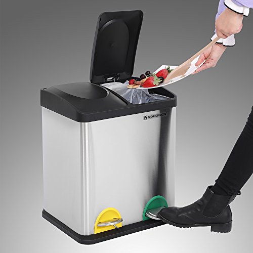 Songmics Mülleimer Abfallbehälter für Küche 30 L Treteimer Edelstahl mit Pedal LTB30L - 3
