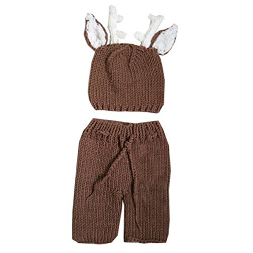 Jastore® Infant baby braun Deer Kostüm Fotografie Hut Set Handarbeit Häkelarbeit - 2