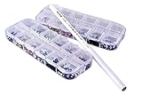 Best Quality Professional Nail Art Set Kit With White Wax Rhinestones Picker Pencil, 1500 2mm Round Black And Silver Crystals In Box And 1500 Mixed Colors Gemstones In Storage Case By VAGA