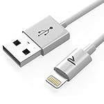 Câble iPhone [MFI certifié Apple] Rampow&reg; - GARANTIE À VIE - Câble Lightning vers USB pour iPhone 7 / 7 Plus / 6s / 6s Plus / 6 / 6 Plus / 5C / 5S / 5 / SE, iPad, iPad Pro, Air, iPad mini et Des Autres Chargeur iPhone avec Connecteur Ultra Résistant en Aluminium - 1M Blanc