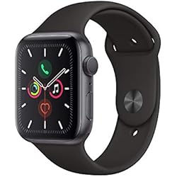 Apple Watch Series 5 (GPS, 44 mm) Boîtier en Aluminium Gris Sidéral - Bracelet Sport Noir