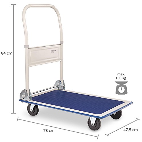 Stagecaptain Platformer Plattformwagen (Transportkarre, Klappwagen, Gummiauflage, Gummierter Kantenschutz, Einklappbarer 90° Handgriff mit Fußbedienung, 4 Rollen, Belastbar bis 150 kg) schwarz - 3
