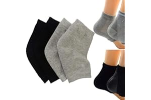 MAKHRY 2 Pares de Calcetines de Gel de Silicona Hidratante Para la Piel Agrietada Dura Seca Hidratante Calcetines de Recuperación Cómoda de la Punta Abierta Para la Mayoría del Tamaño (Gris + Negro)