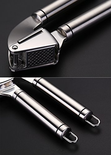 Mirorlen Knoblauchpresse Edelstahl Ingwerpresse,Garlic press,Edelstahl Presse und Knoblauchschaler aus Silikon,Praktischer Küchenhelfer - 5
