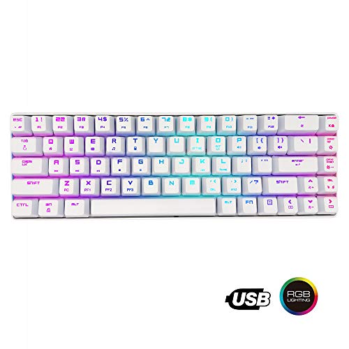 RK ROYAL KLUDGE 60% Teclado mecánico, RGB LED Cable USB retroiluminado con cable Teclado para juegos, Reposamuñecas, Ergonómico, para PC / Mac Gamer, mecanógrafo (interruptor rojo)