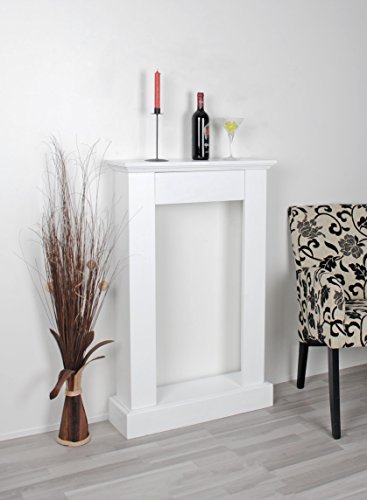 Deko Kamin Attrappe aus Holz Kaminkonsole Kaminumrandung Landhausstil in Weiß - 2