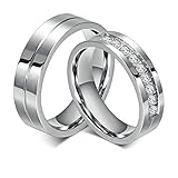 Daesar 1PC Joyería Anillo Compromiso Acero de Mujer Hombre, Blanco...