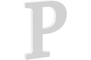 Libetui Lettre P en bois pour décoration de salon, chambre d'enfant, anniversaire, fête, mariage, café, couleur blanche, taille 20 cm, autoportante, peut être peinte.