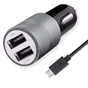 ShopMagics 3.1 Amp Dual USB Port Car Charger for New Skoda Rapid Car Charger | High Speed Rapid Fast Turbo Metal Android & Tablets Car Mobile Charger with Micro USB Charging Cable (DC1, Multi)