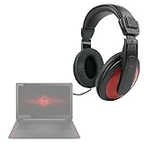 DURAGADGET Auriculares De Diadema para Portátil Asus K540LA XX659T / Chuwi LapBook 12.3 / HP 14 bs036ng , HP 15 bs030n , HP OMEN 15-ce002ns , HP Pavillion 15 cc508ns - Negro Y Rojo - Con Cable De 2 Metros Y Conexión Jack De 3.5mm