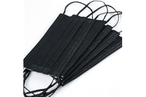 Aspect Black Disposable Face Masks, Dust Masks for Nose, Mouth Coverings with Sturdy Elastic Ear Loops Ideal for Adults and Children (50)