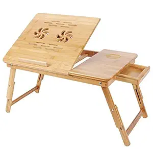 PAffy Foldable Laptop Table with Two Cooling Fans (Beige)