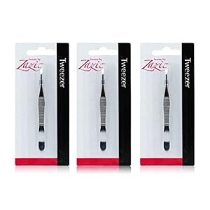 Zazie 129470C 3X Eyebrow Hair Beauty Slanted Tip Stainless Steel Tweezer Tool