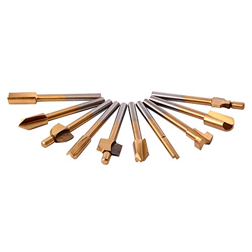 XCSOURCE® 10 Stück HSS Routing Fräser Titan überzogen Passend Dremel Gravieren Gravur Holzverarbeitung Set BI449 - 4