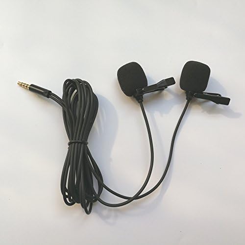 Mini Dual Head Clip on Microphone 3.5mm Lavalier Lapel Tie Clip-on Mic with a Adapter for iPhone &amp; Android Smartphones (Dual Head Mic)