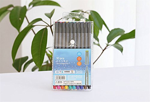 Preisvergleich Produktbild Juneping 10 Farben Faserschreiber Comics Stifte Nadelschreiber (Schwarz)