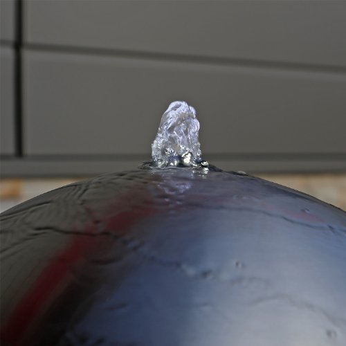 Edelstahl Gartenbrunnen ESB4 mit einer 38cm großen Edelstahl Kugel matt gebürstet und LEC Beleuchtung Kugelbrunnen - 4