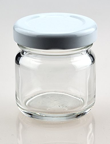 36 leere Einmachgläser „Mini“ 40 ml incl. Drehverschluss Weiß, Vorratsgläser, Marmeladengläser, Gewürzgläser, Einweckgläser (36, Deckel Weiß) - 2