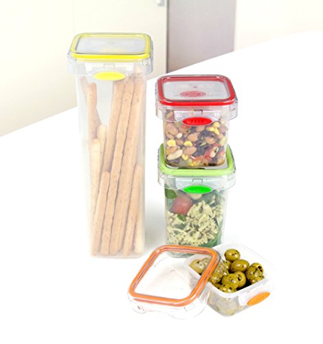 Tala Push und 4 luftdicht Kanister, transparent, 230/400/650 ml, 1,4 l, Set von 8 - 3