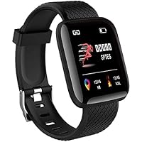 HUG PUPPY ID116 Plus Bluetooth Fitness Smart Watch for Men Women and Kids Activity Tracker (Black)