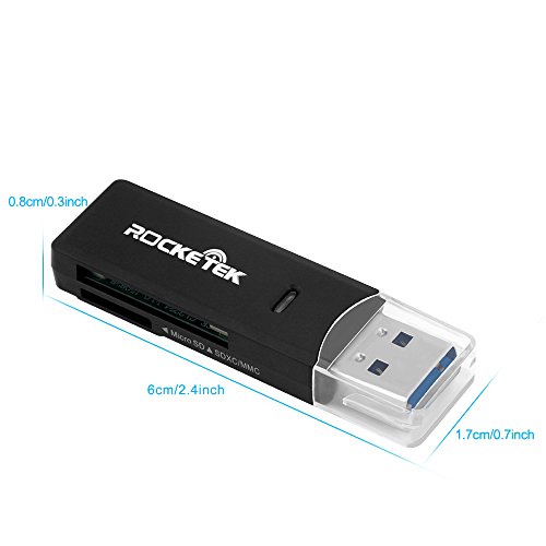 Micro USB OTG Kartenleser, Rocketek Mini USB3.0 Speicherkartenleser Kartenleseradapter mit 2 Slots für PC, Android SmartPhone & Tablet Devices | USB3.0 / OTG Adapter - 7