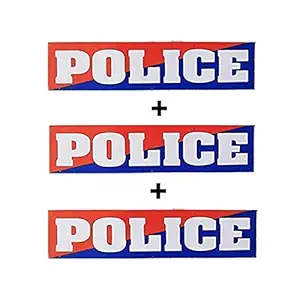 VVWV Police Stickers for Cars Bikes Exterior Body Back Side Door Side Multicolour Vinyl Decals L x H 12 cm X 2.5 cm (Pack of 3)