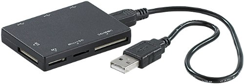 c-enter Winziger Multi-Card-Reader mit 3-fach USB-Hub